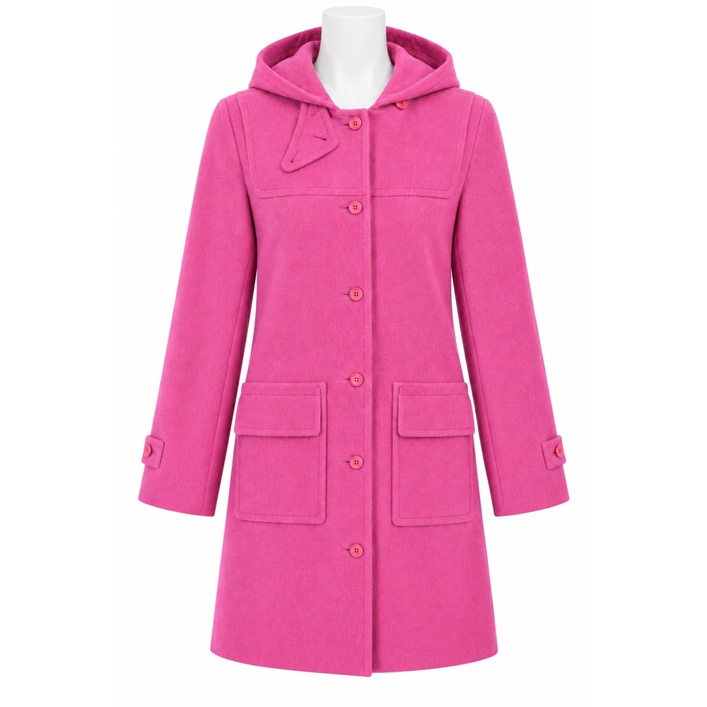 Vintage Isaac Mizrahi for Target Pink Wool Hooded Duffle Coat Longline Large Y2K